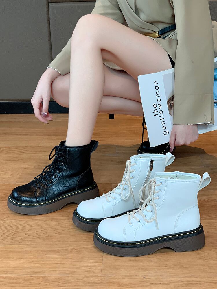 ブーツスプリングオータムレッドスタンダードスタイルブラックショート レトロ 靴 シューズ 春物 秋物 部族の婦人靴30238632863