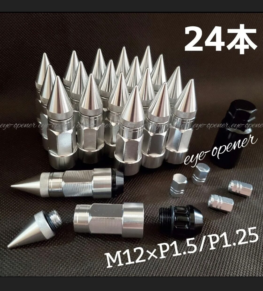 24本 SILVER 3ピース構造スパイクナット M12×P1.5/P1.25 | PAY ID