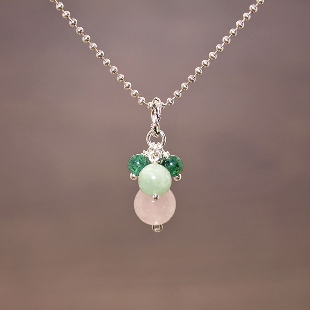 ローズクォーツ＋ジェダイト＋グリーンアベンチュリンペンダントトップ