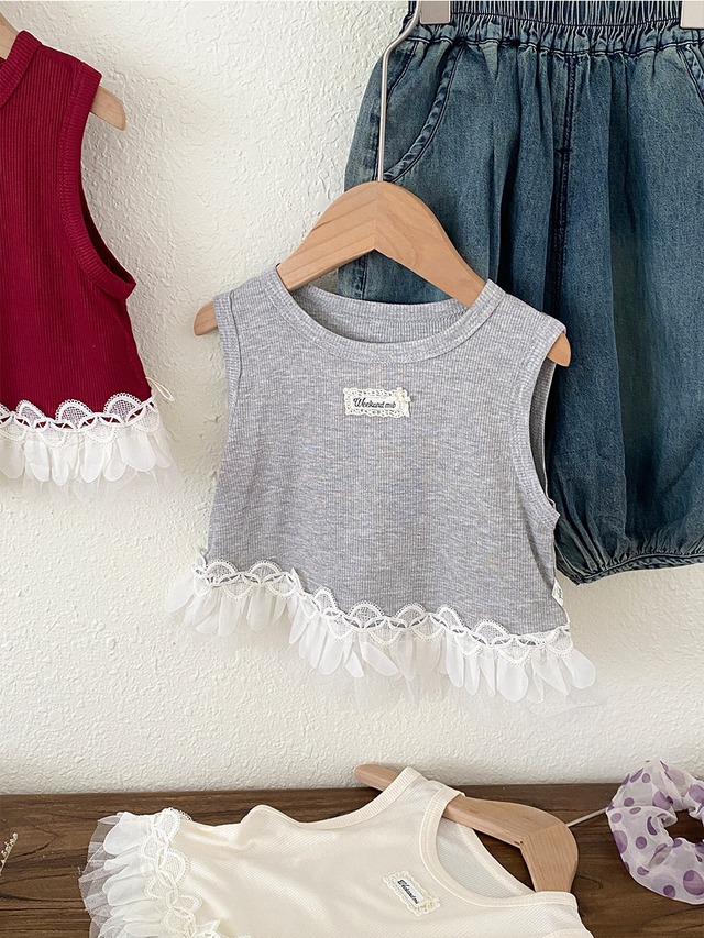 【BABY】裾レース切替ノースリーブTシャツ - 16