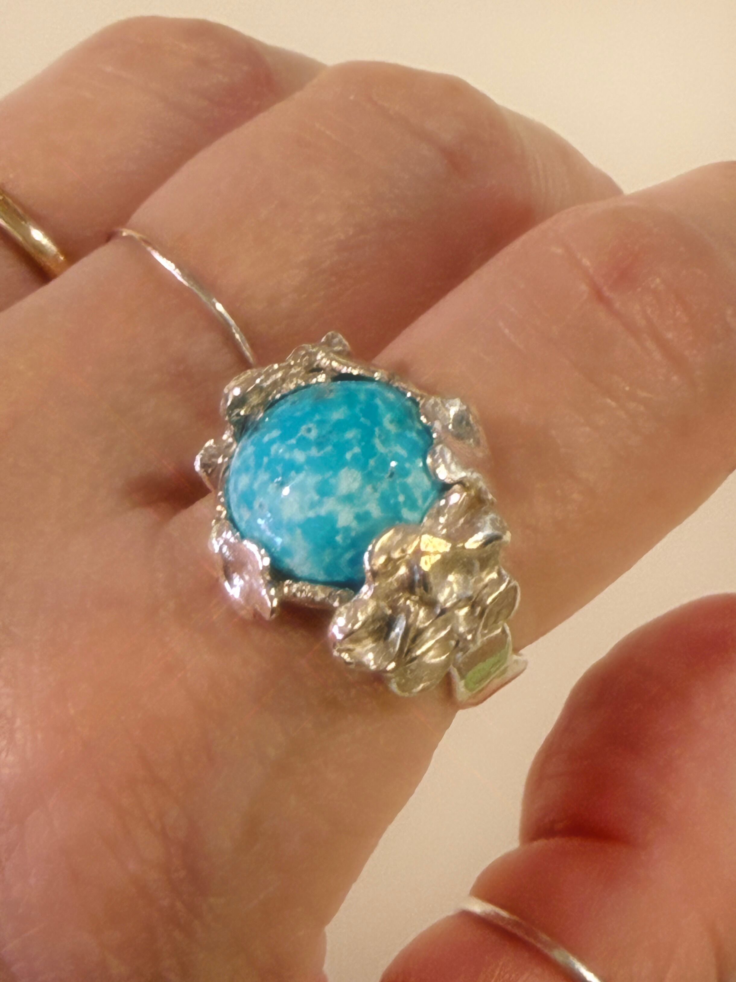 FLOWER & WAVE TURQUOISE RING | FAIS DESIGNS