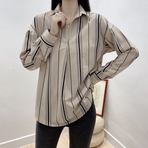 ランダムストライプ　スキッパーシャツ AJ−3346-3917