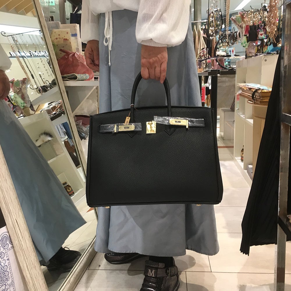 上質本革 バーキンタイプバッグ ブラック 30cm | SKIPファッション俱楽部