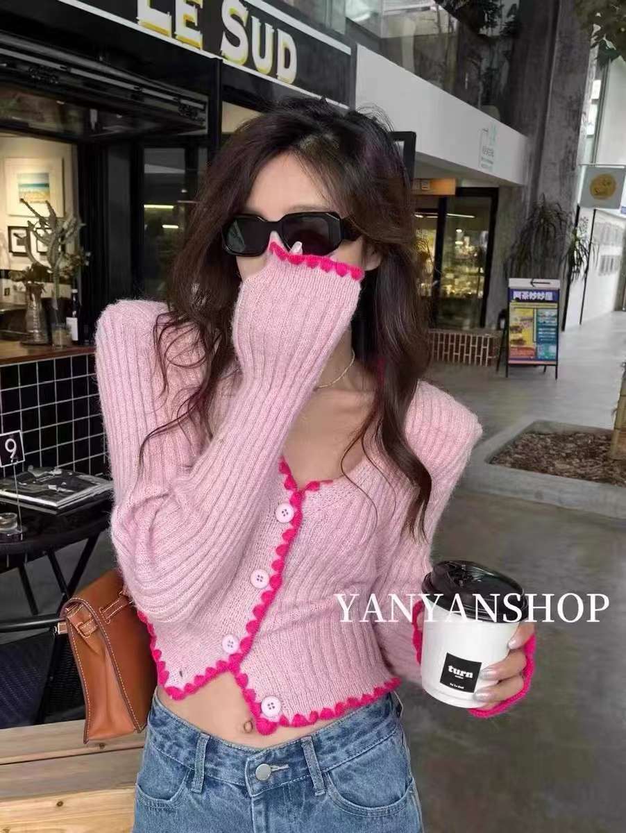 パイピング配色ニットカーディガン  AJ22231-6173