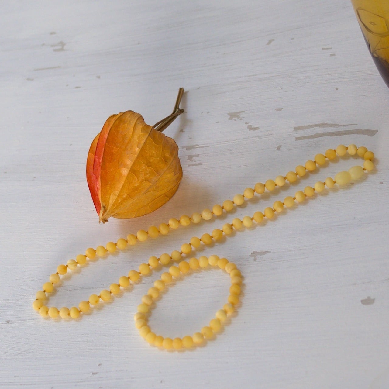 天然琥珀ネックレス バタースコッチカラー バロックアンバー | Heart