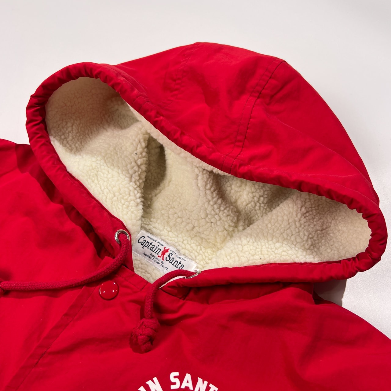 CAPTAIN SANTA キャプテンサンタ YACHT CLUB CREW プリント 裏ボアフリース フード付き ナイロンジャケット サイズ M /レッド