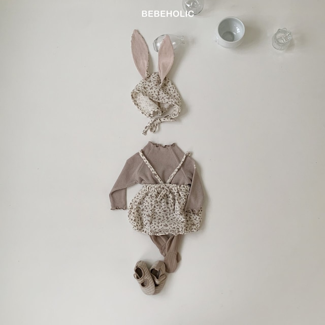 即納⌇花柄 サスペンダー ブルマ うさぎ ボンネット セット