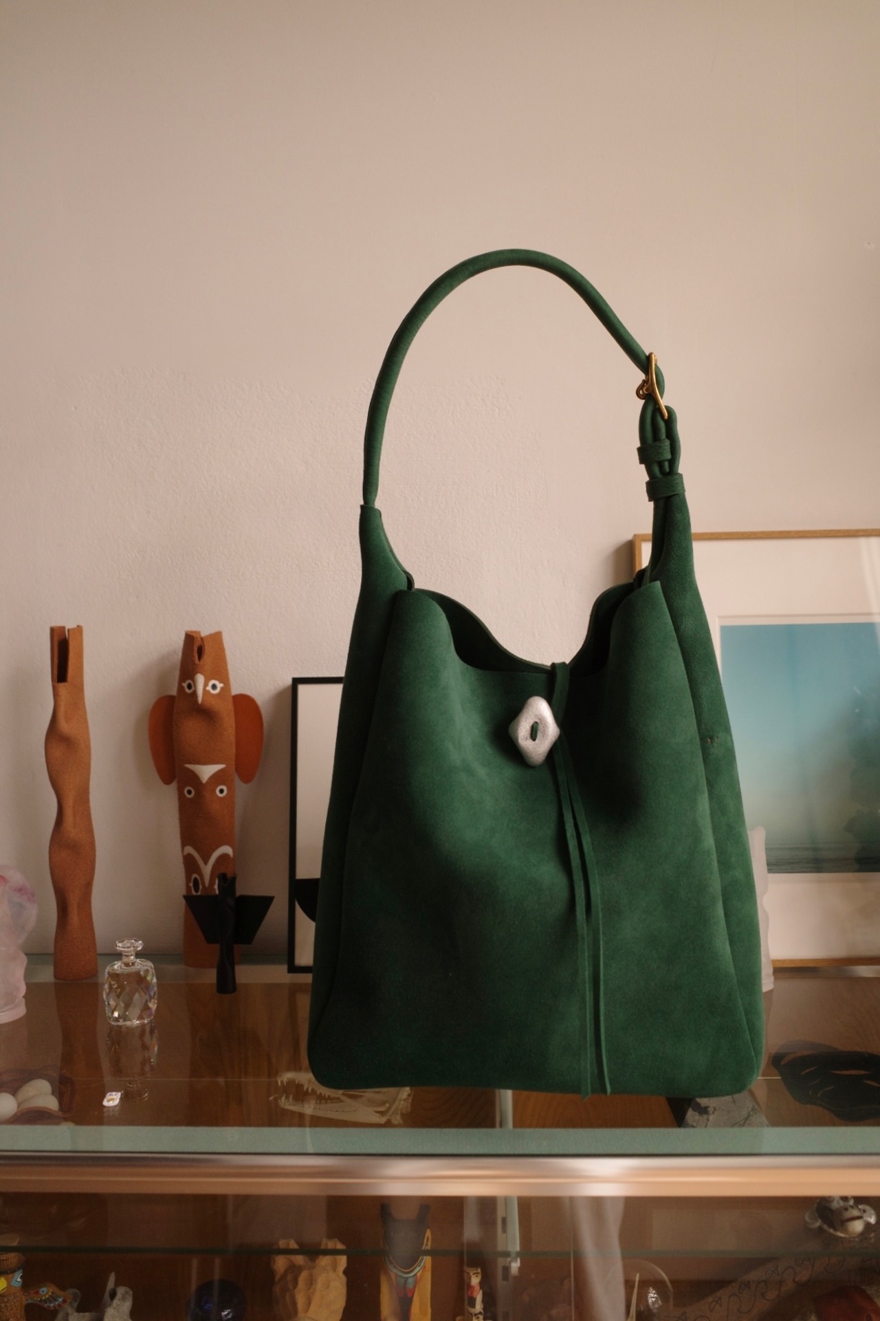 HORN-green suede-