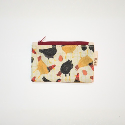Ashi｜亜紙 Flat Pouch S＊Village Chickens 動物柄 紙ポーチ  バナナ ハンドメイド