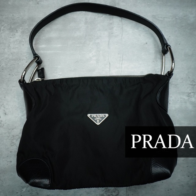 PRADA】プラダ vintage 三角ロゴプレートレザー切替ナイロンワン 