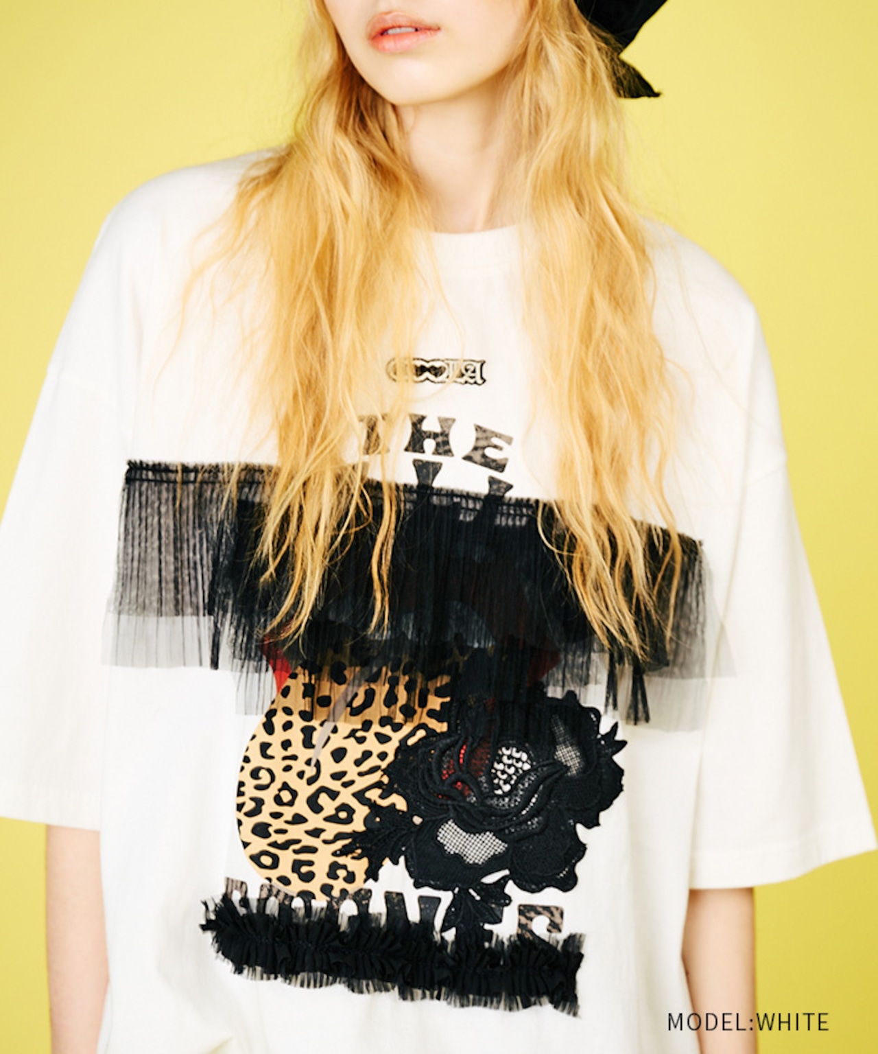 フリル&レースルーズTシャツ (WHITE) CQ-48033