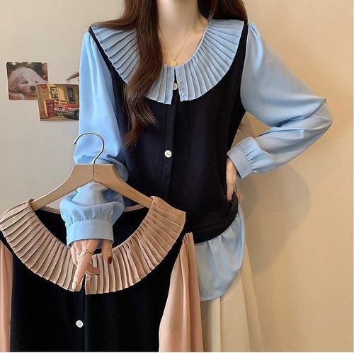 大きいサイズ レディース トップス　フリル襟　シャツ　春 秋冬 新品 長袖