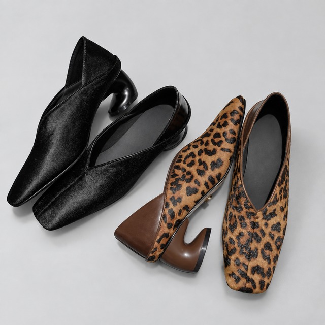 Square toe curved heel pumps 3 colors　V3079