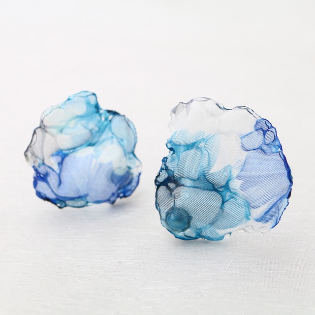 【再販】青空ブルー｜オーガンジーのタッセル風花ピアスorイヤリング