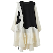 シフォン ティアードスカート ワンピース 00091