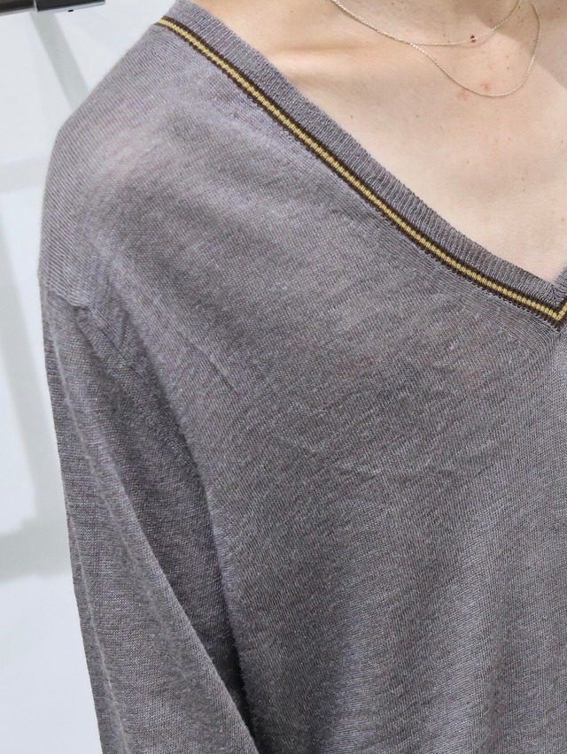 【GUCCI】V neck linen silk summer knit