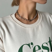 asymmetry chain necklace/silver