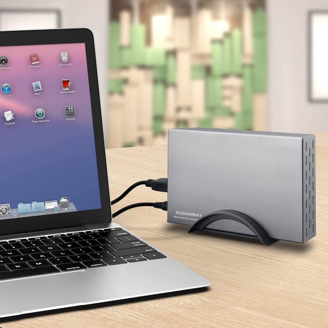 ROSONWAY HDD ケース 3.5インチUSB3.0 外付けハードディスクアルミ製 ドライブケース SATA接続 最大16TBをサポートUASP 自動スリープ機能付き （シルバー）