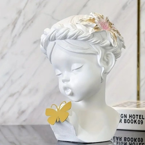 人物彫刻　置物　インテリア　オブジェ　フィギュア　レジン　女の子　彫刻　ガーデン　かわいい　ギフト　プレゼント　癒し置物