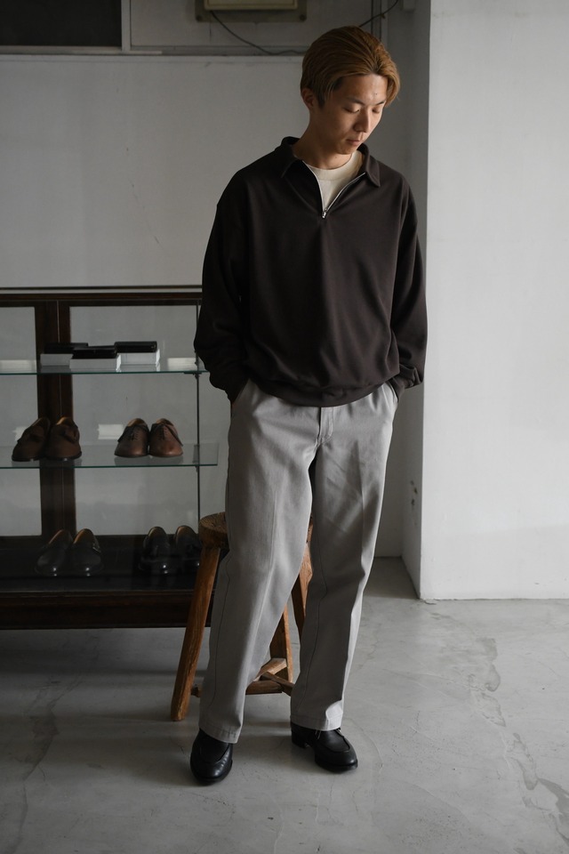 FOUNDOUR / HALF ZIP LONG SLEEVE SHIRT (BROWN)