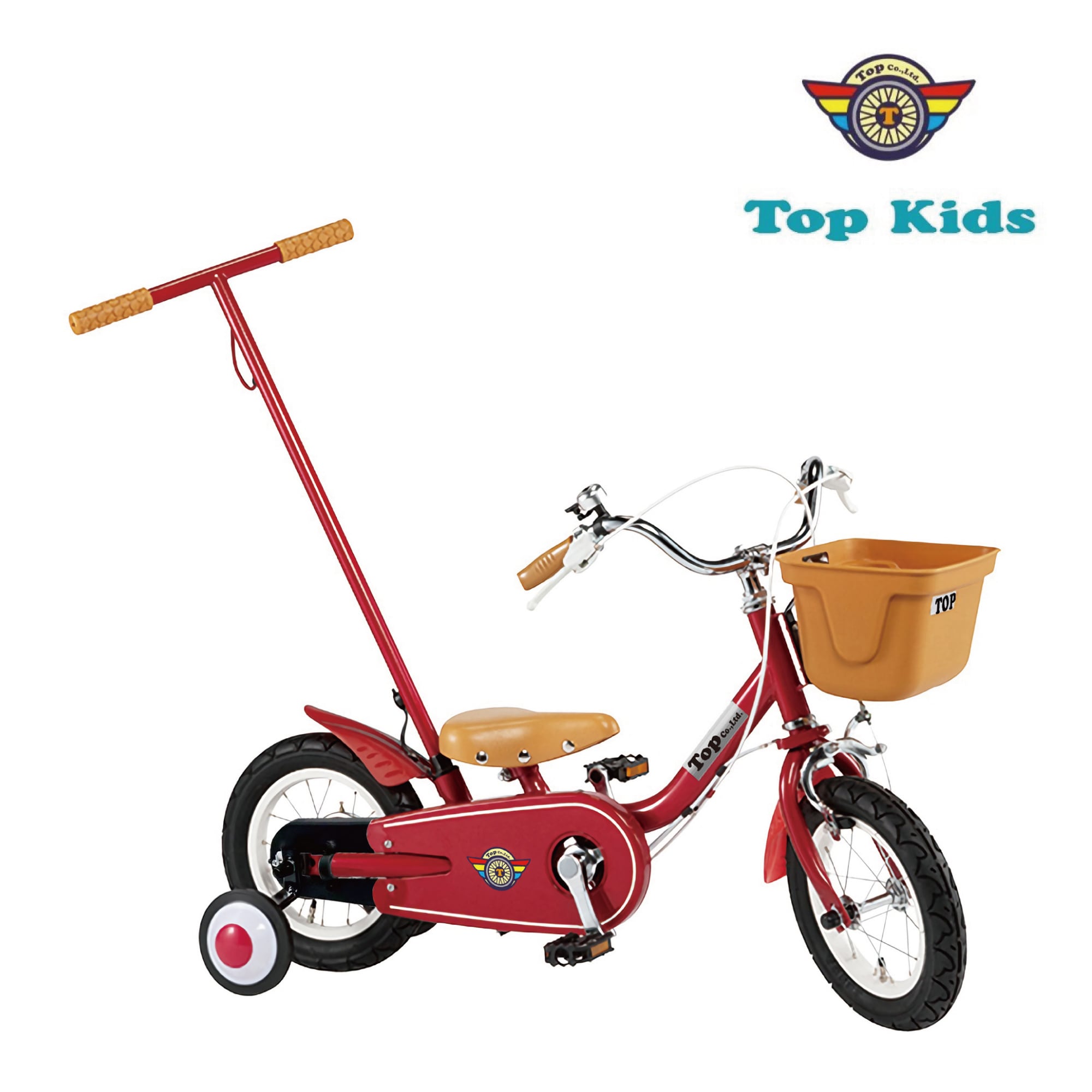 TOP いきなり自転車 12インチ スカーレット 子供用自転車 かじ取り