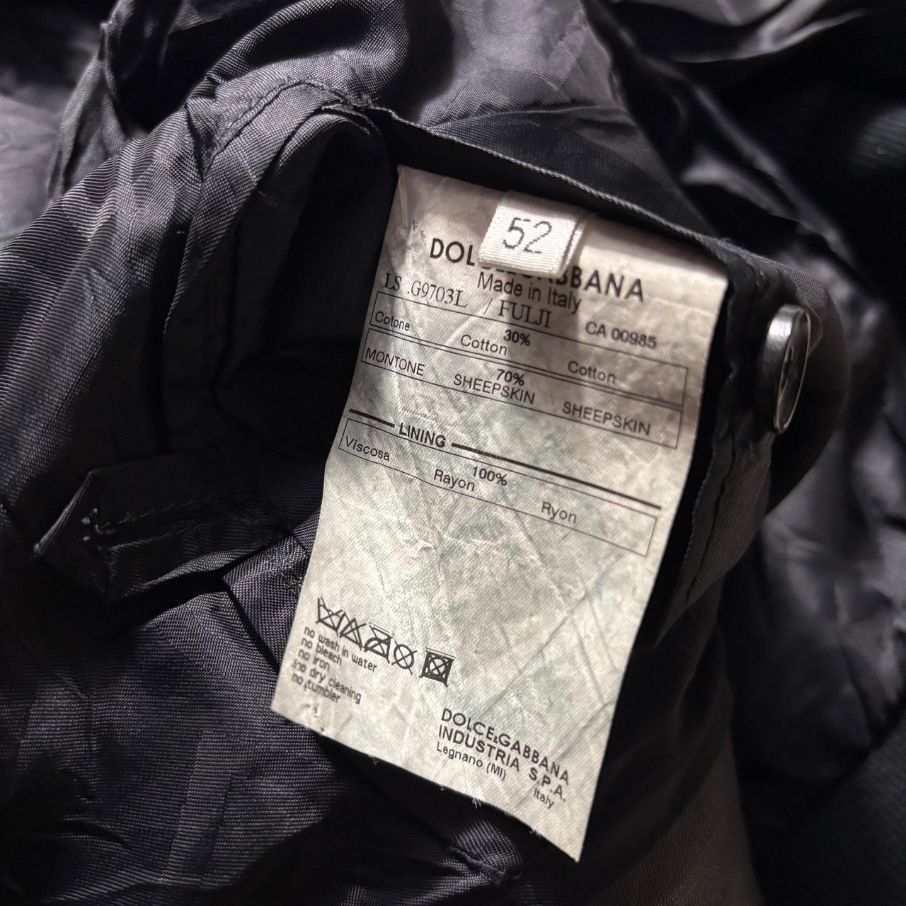 DOLCE&GABBANA black leather hi-neck jacket