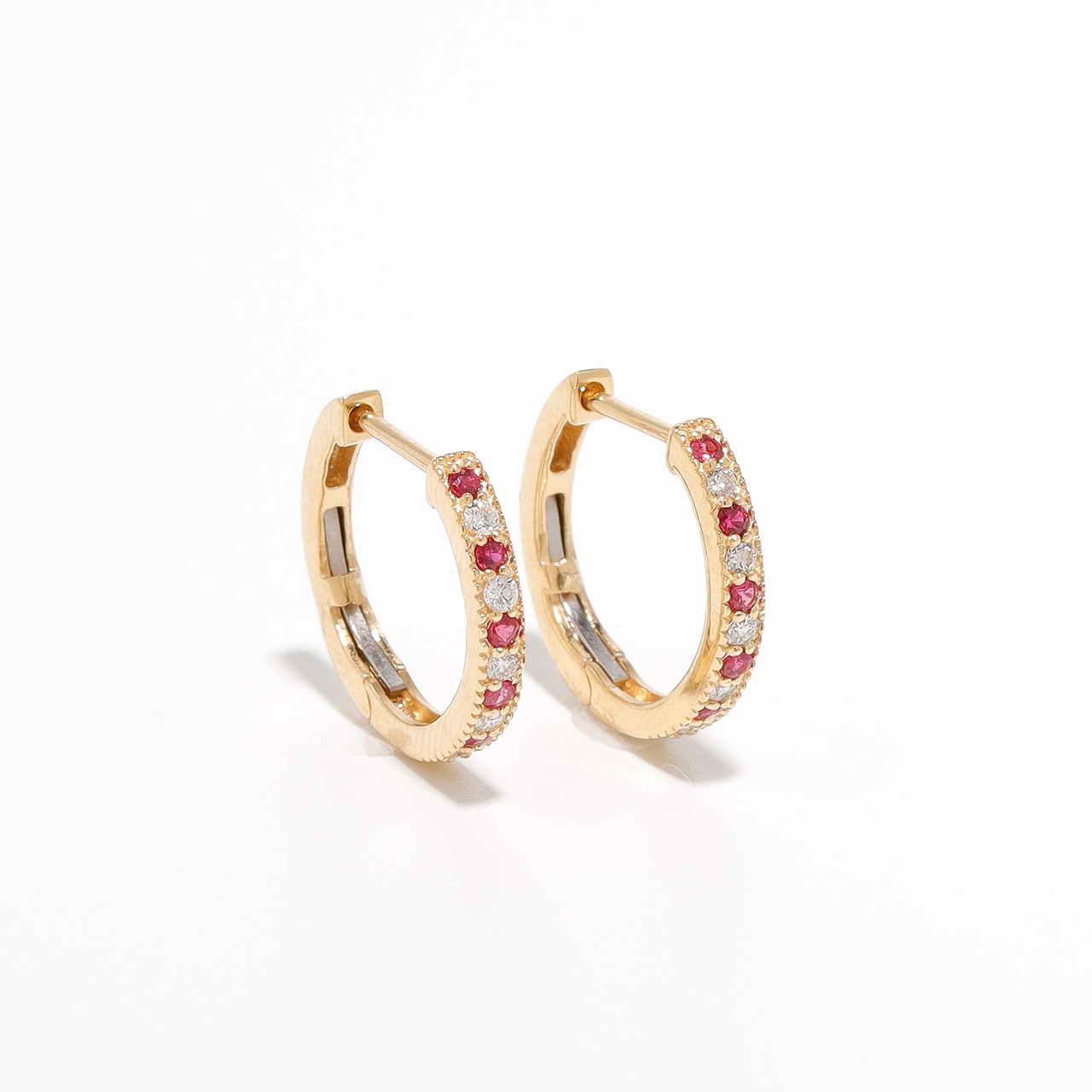 ルビー フープ ピアス K18 / 0.050ct×2 / DA 0.050ct×2