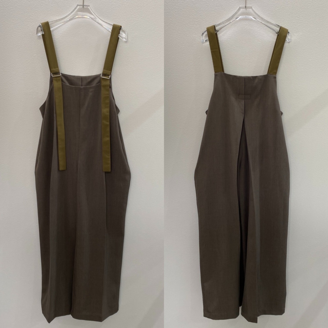 バックデザインタックサロペットPT/カーキブラウン