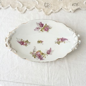 フランスヴィンテージ ラヴィエ皿 | 可憐な紫の花模様 前菜皿 | 1900年代中頃