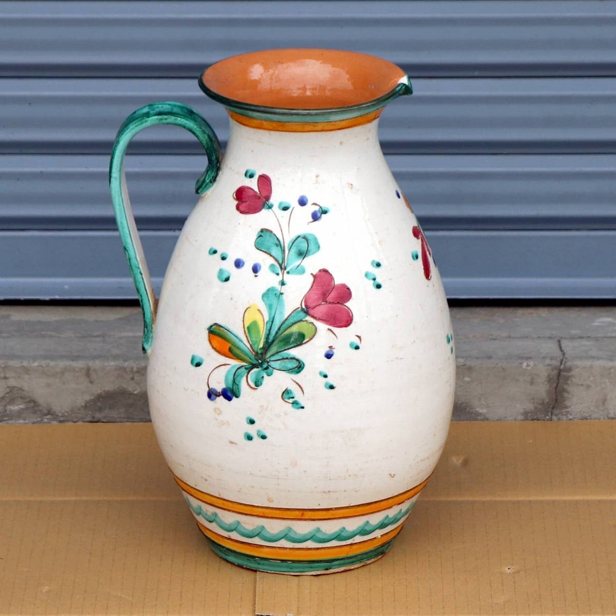 イタリア製・花柄・水差し・花器・No.200708-433・梱包サイズ80
