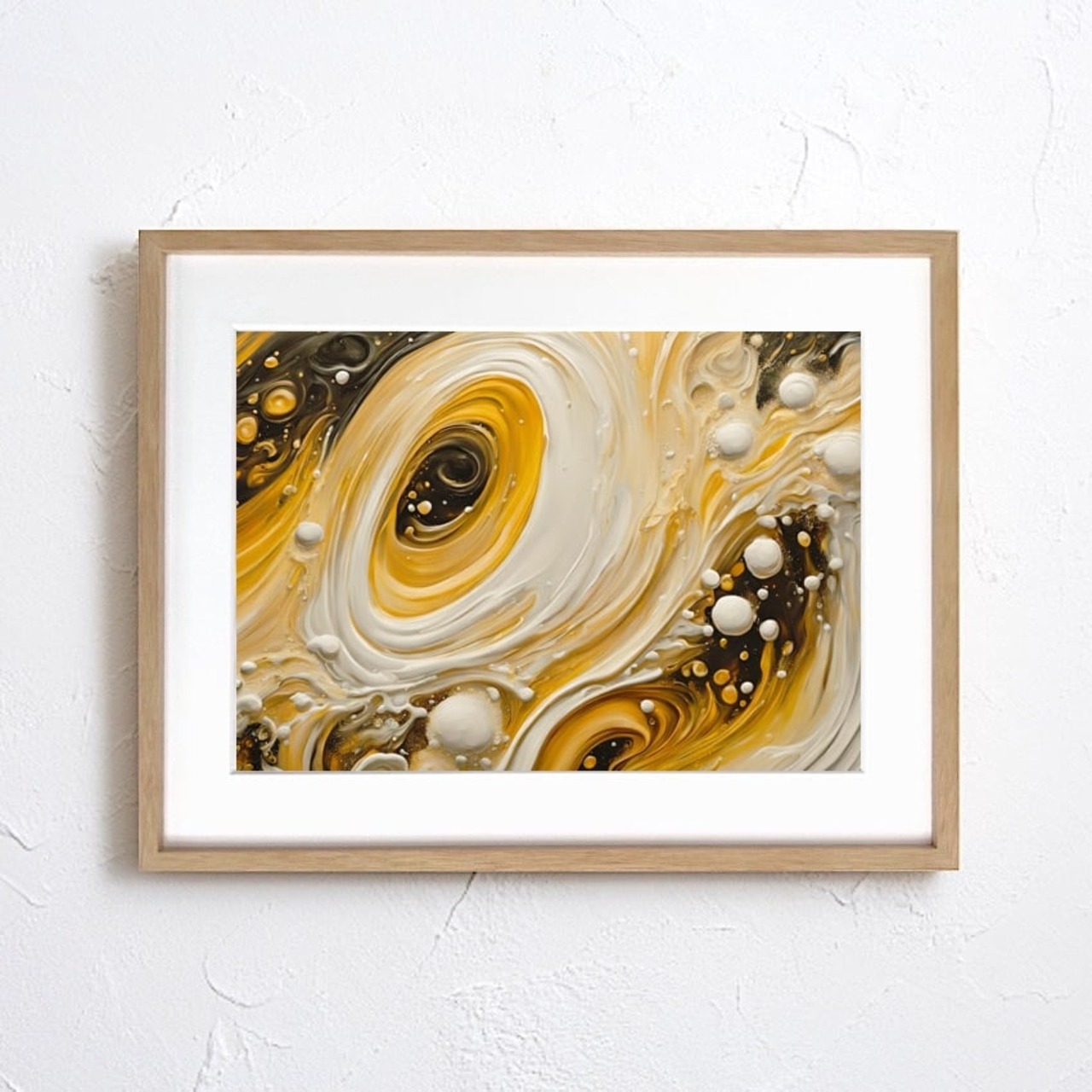 Golden Foam Flow｜ビールの泡と流れを描いた抽象アートポスター｜大人の晩酌空間を彩るモダンアート｜A3ポスター
