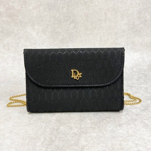 Christian Dior ディオール ハニカム柄 チェーンショルダーバッグ ブラック 5572-202201