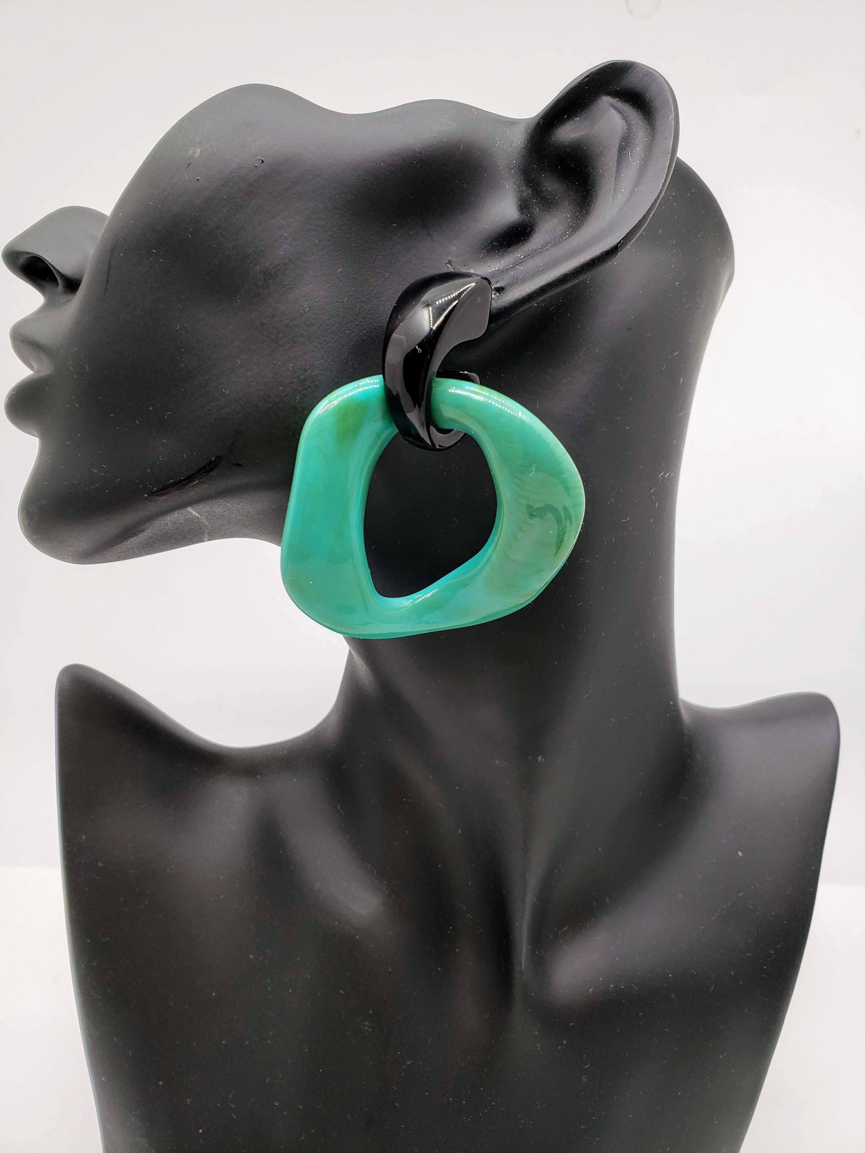 幾何学模様 ドロップピアス イヤリング 大振り ターコイズ 個性派 アクセサリー