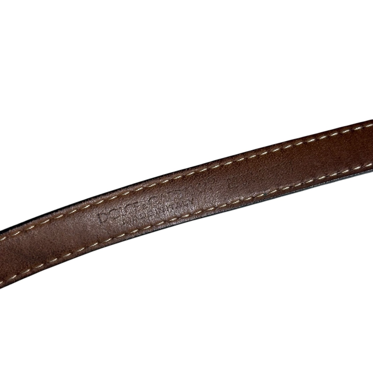 DOLCE&GABBANA metallic gray leather narrow belt