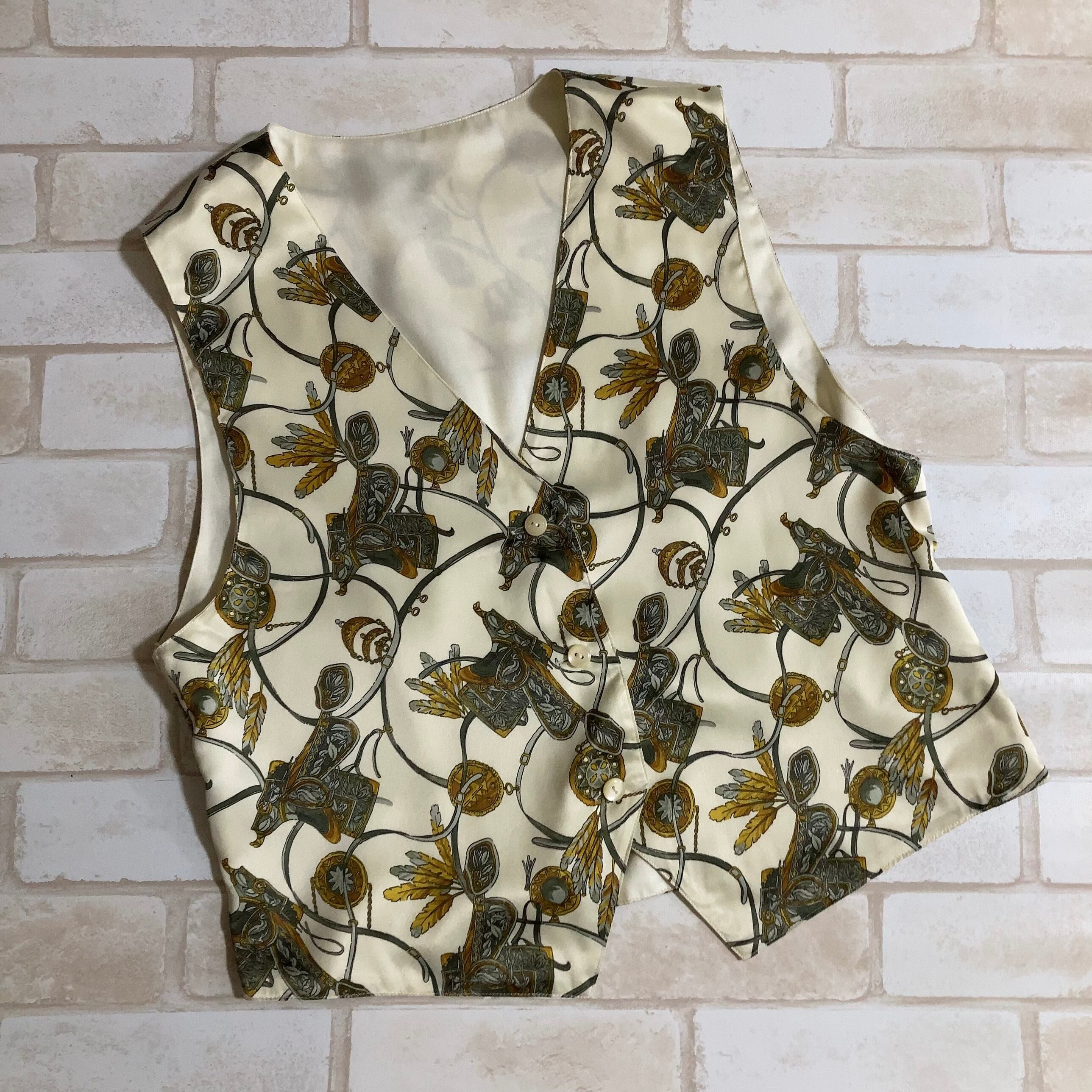 ヴィンテージ】古着 総柄 ペイズリー バイカラー 黄緑 ベージュ レトロ