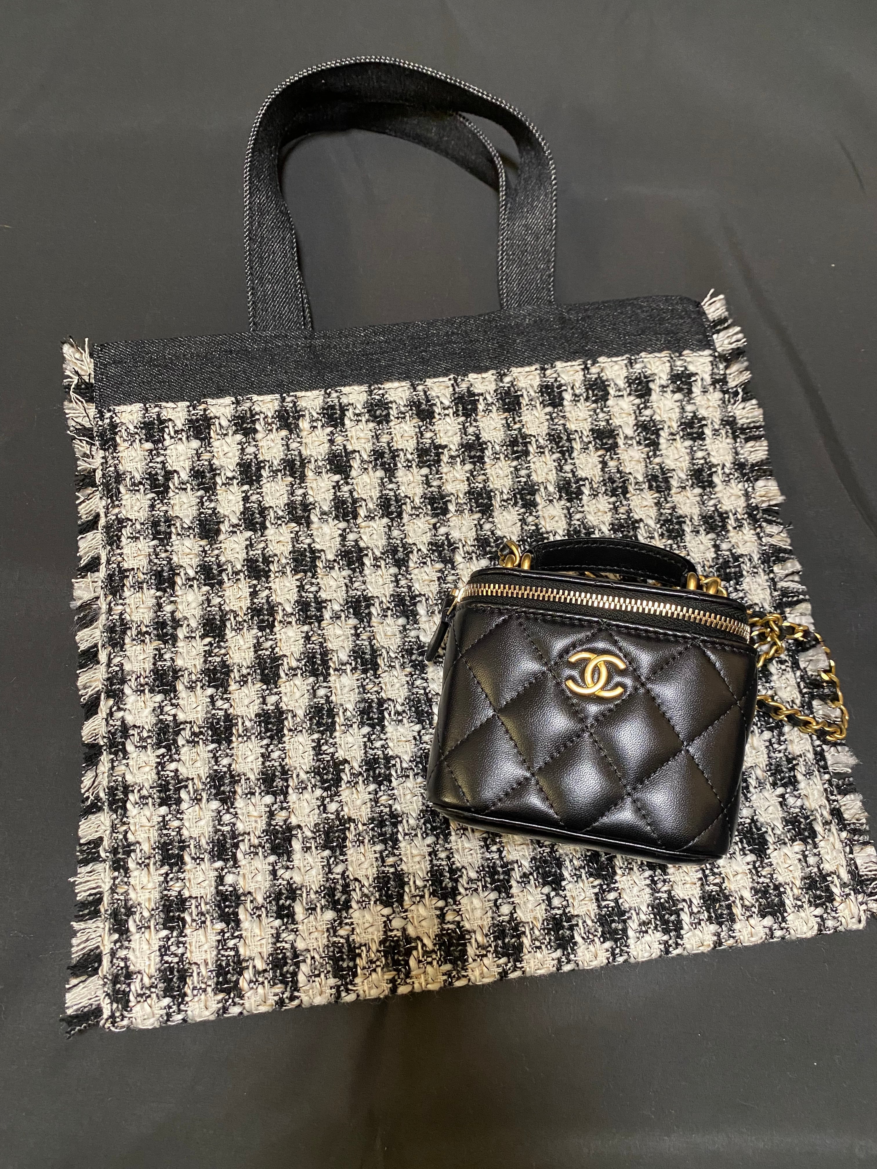 Aブラックホワイト ツイード手提げバッグ | elemieux