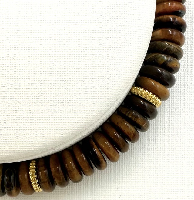 (00739)イエロータイガーアイ【ドーナツ6.5mm】　Tiger's eye 　虎目石　虎眼石　金運　仕事運　デザインブレスレット　フリーカット　天然石ブレスレット　パワーストーン