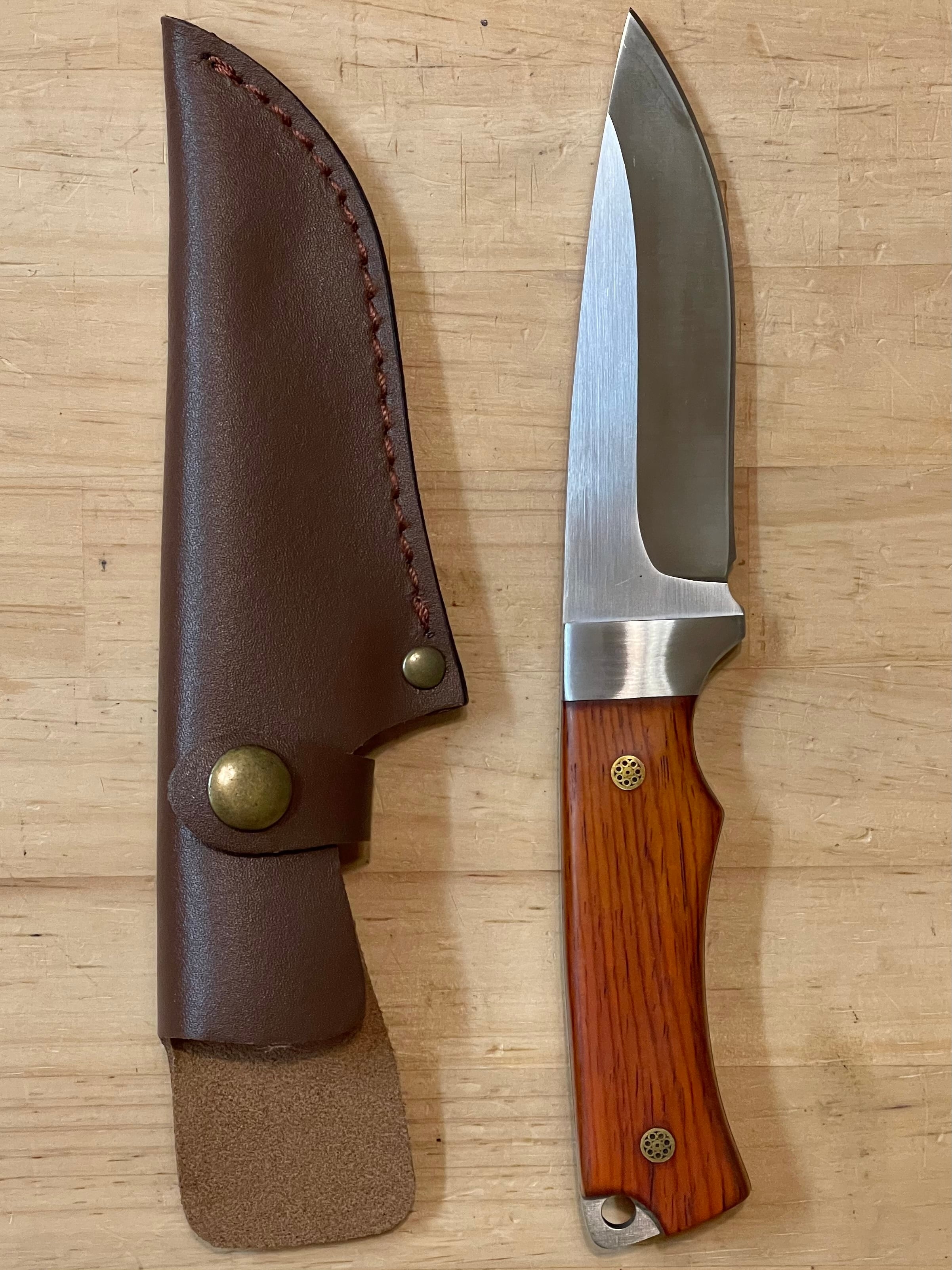 フルタング ナイフ 木製グリップ ブラウン シース 付き  新品