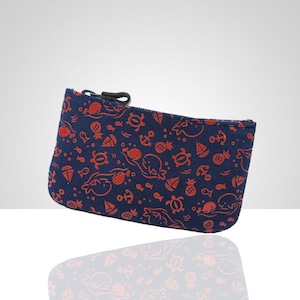 海柄印傳小銭入(紺革×赤漆)