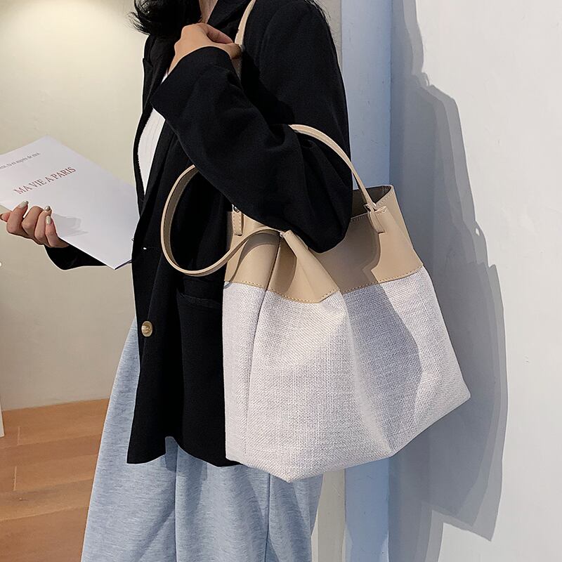 夏のシンプルな大容量バッグハンドバッグ2020新しい流行のファッションショルダーバッグネットレッドワイルドキャンバストートバッグ 手作りハンドバック88114100474