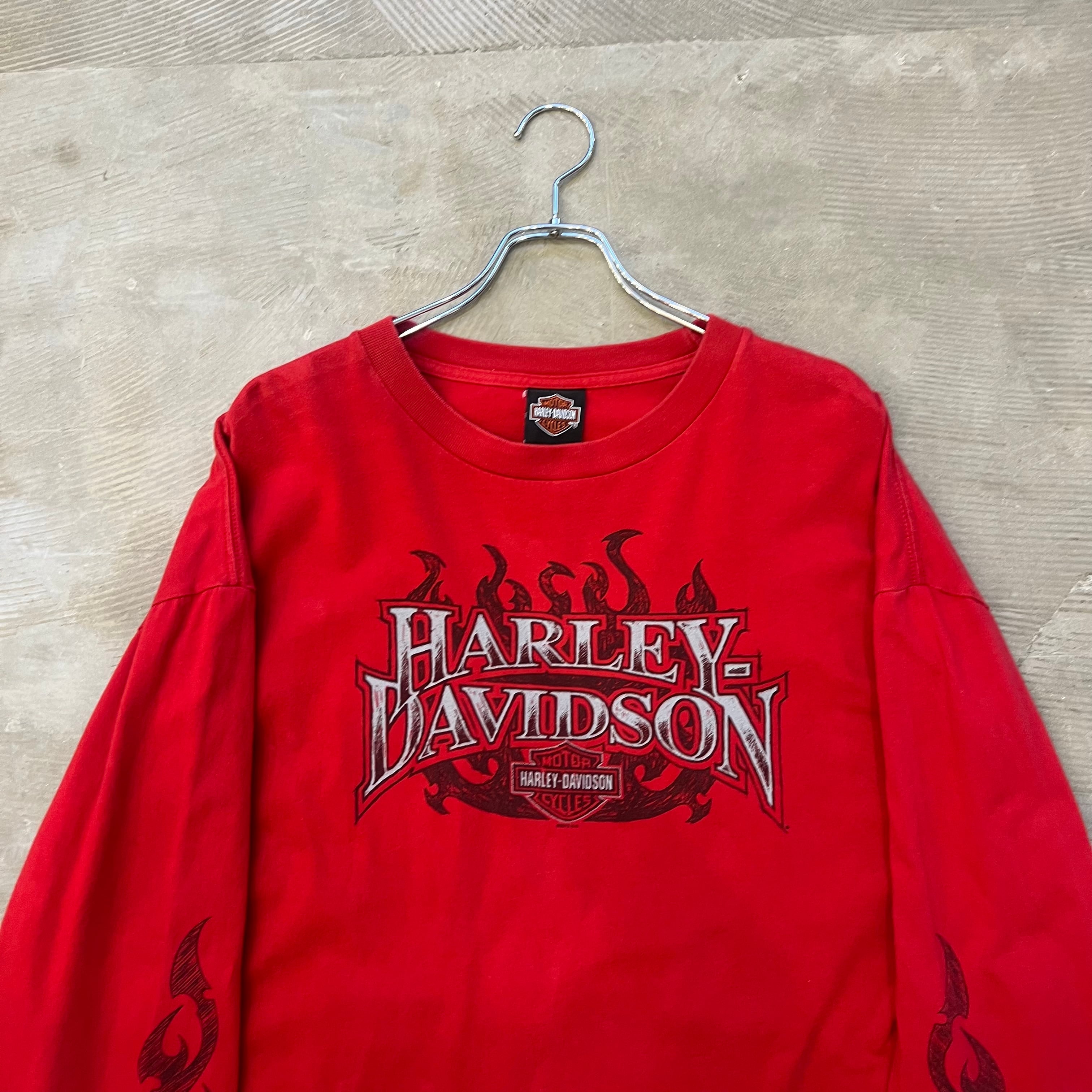 ヴィンテージ HARLEY DAVIDSON 袖プリ ロングTシャツ Lサイズ