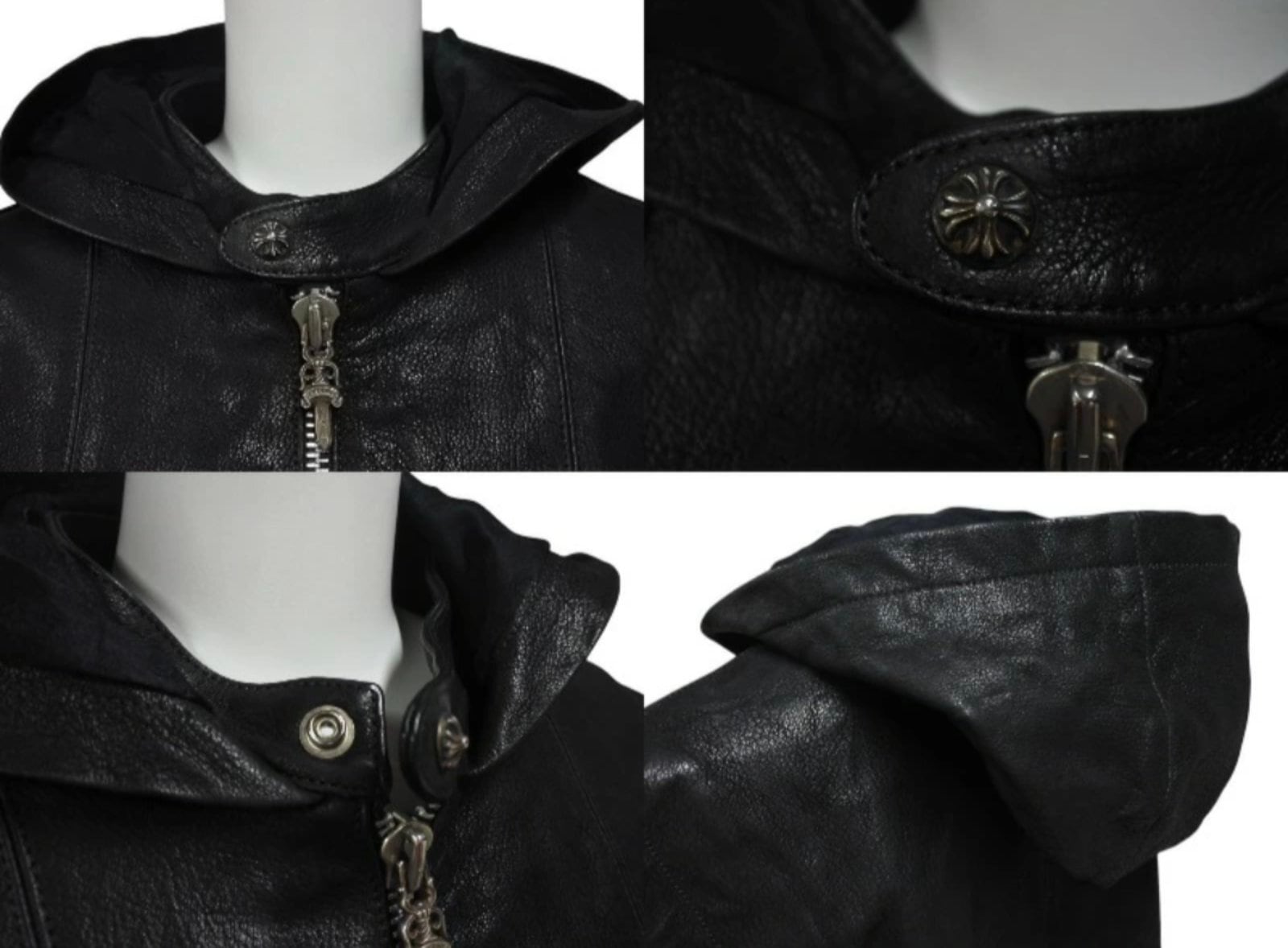 CHROME HEARTS クロムハーツ デストロイレザー フーデッドジャケット