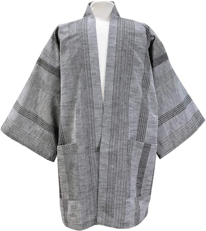 [江戸てん]はっぴ 日本製生地 袢纏 法被 羽織り 和服カーディガン 綿100％　スラブグレー