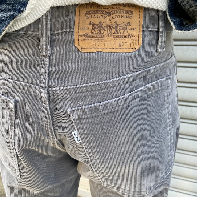 『送料無料』80s Levi's 517 コーデュロイフレアパンツ グレー W32