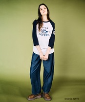 DOGS LOVERSプリントラグランスリーブTシャツ (BLACK)　CQ-49021