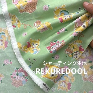 Cdr437-1◆50cm◆S◆綿100%シャーティング生地◆レトロな可愛いネコ柄
