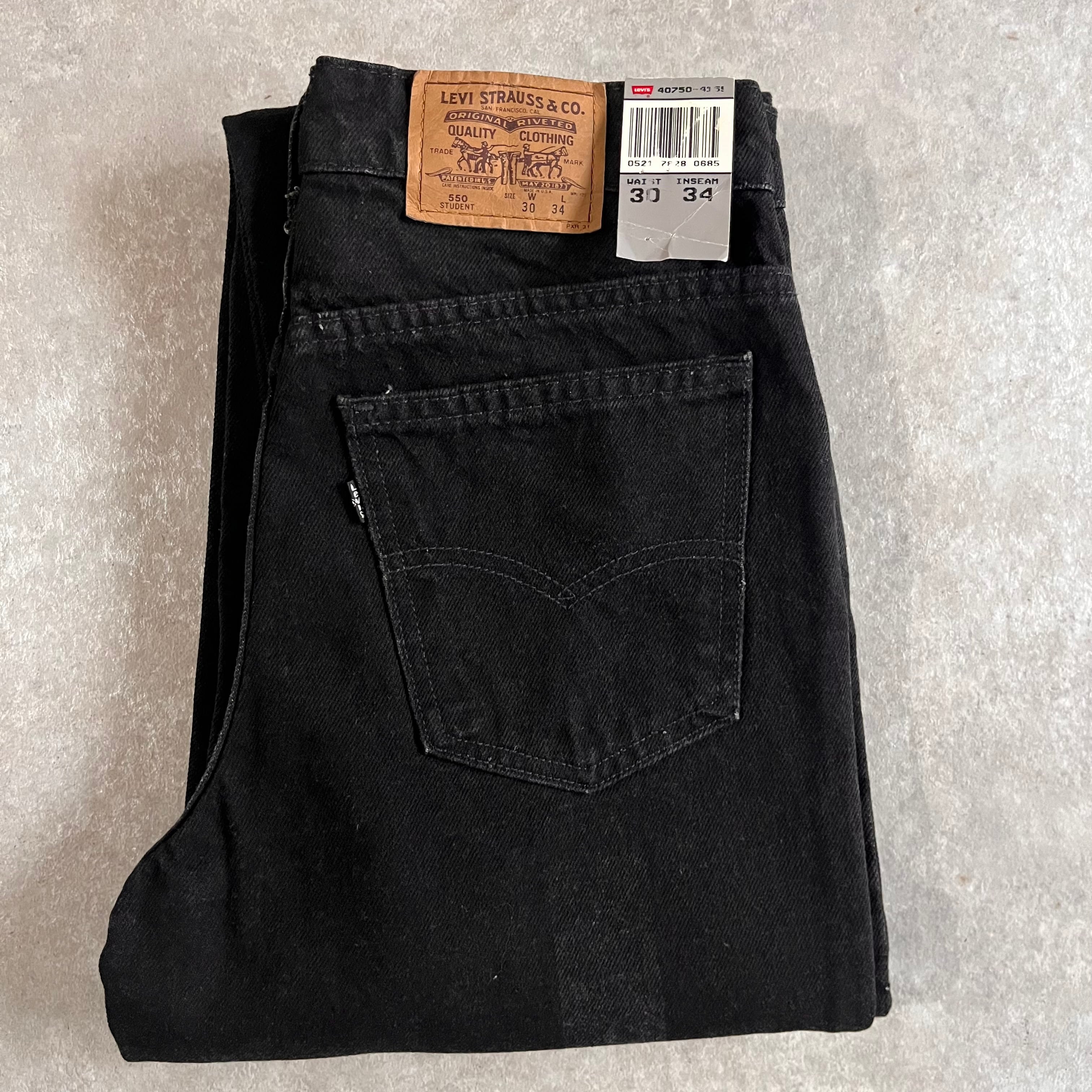 1990s Levi's 550 STUDENT "DEAD STOCK" W30 L34 Made in USA