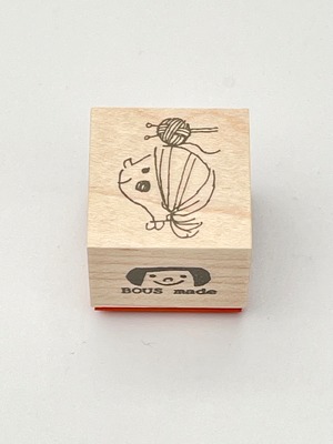 BOUSスタンプ 女の子と毛糸たま。
