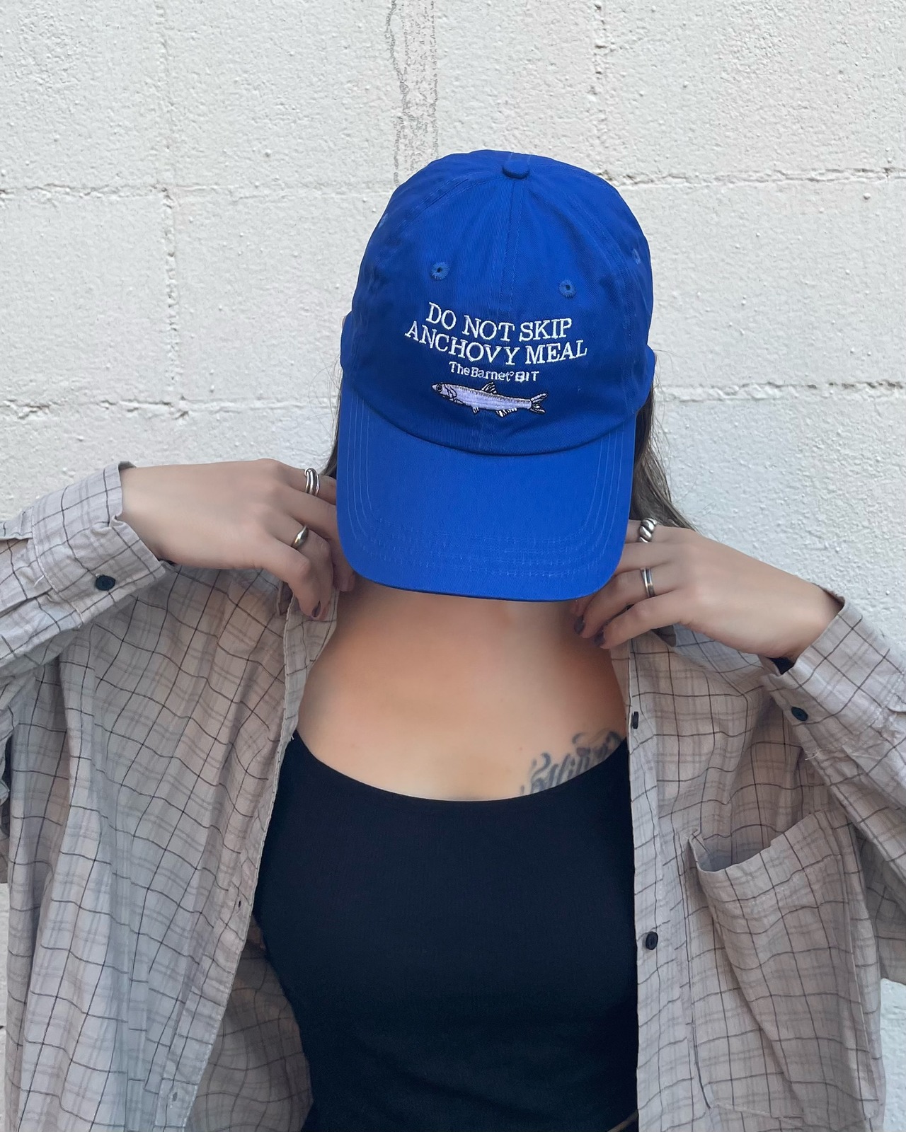 calm 'anchovy' embroidery cap <blue>