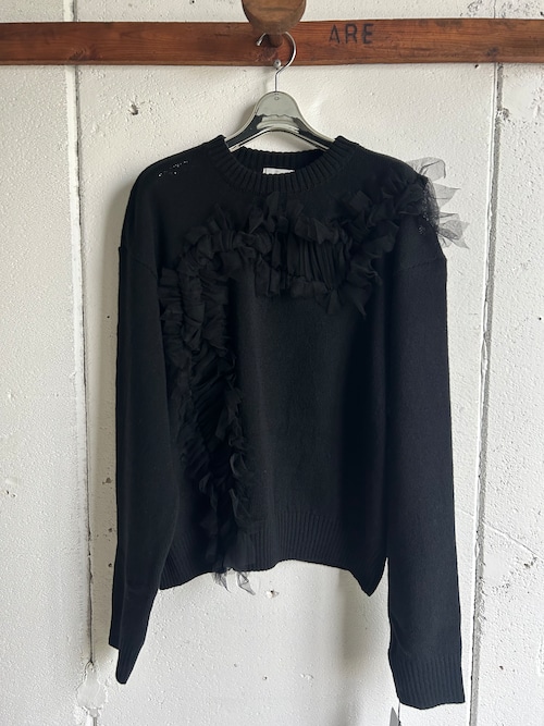 CHIKAKISADA  tulle frill docking knit